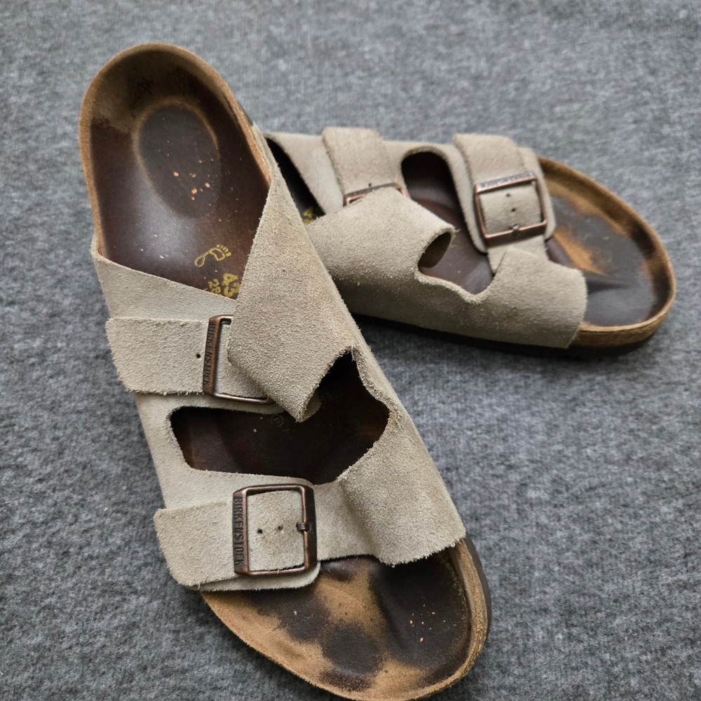 Birkenstock Arizona Men 10 Suede Sandals Tan Coastal Granola Minimalist Casual